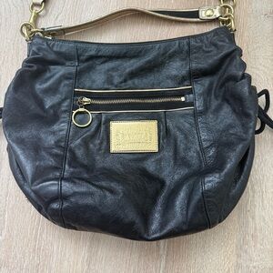 Coach Black Leather Y2K Poppy Shoulder Bag